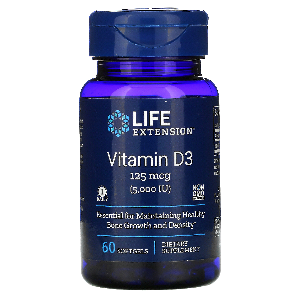 USA Life Extension Vitamin D3 Cholecalciferol 25 mcg  1000 IU / 5000 IU / 7000 IU / 250 / 90 / 60 Softgels