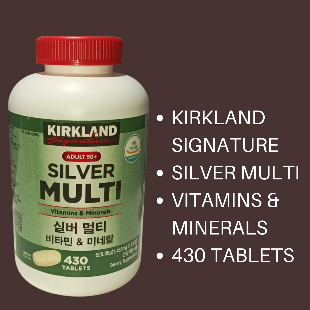 Kirkland Signature Vitamin C Silver Multi Vitamin & Mineral Calcium Magnesium Zinc Tablets 1000 mg Vitamin C