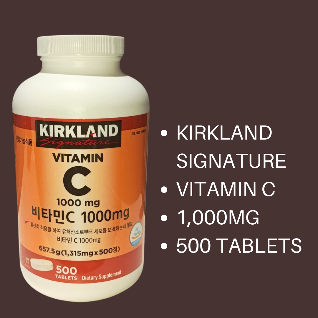 Kirkland Signature Vitamin C Silver Multi Vitamin & Mineral Calcium Magnesium Zinc Tablets 1000 mg Vitamin C